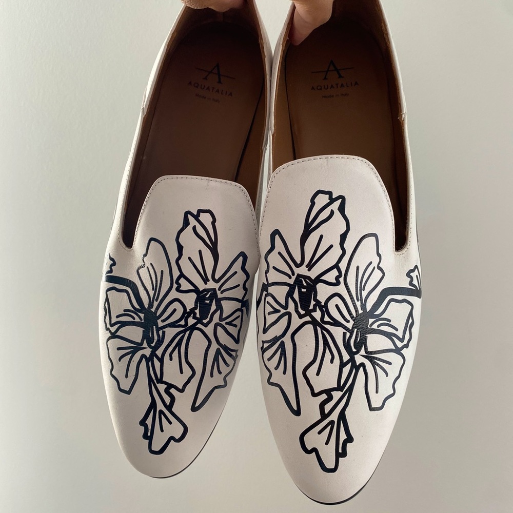 NEW Aquatalia White Leather Loafers